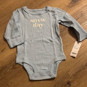 Carter's Light Blue 'Snow Day' Long Sleeve Onesie